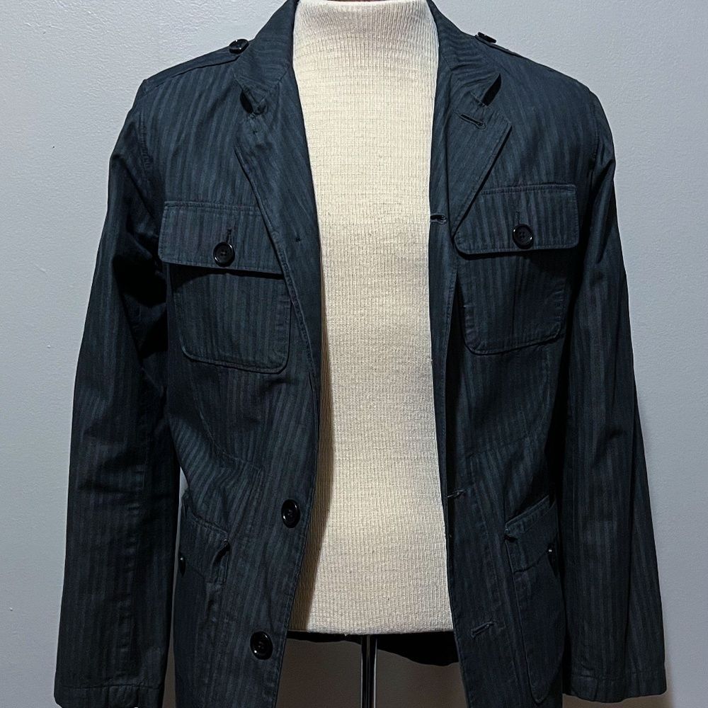 Men's Banana Republic Dark Gray Striped Button Down Blazer